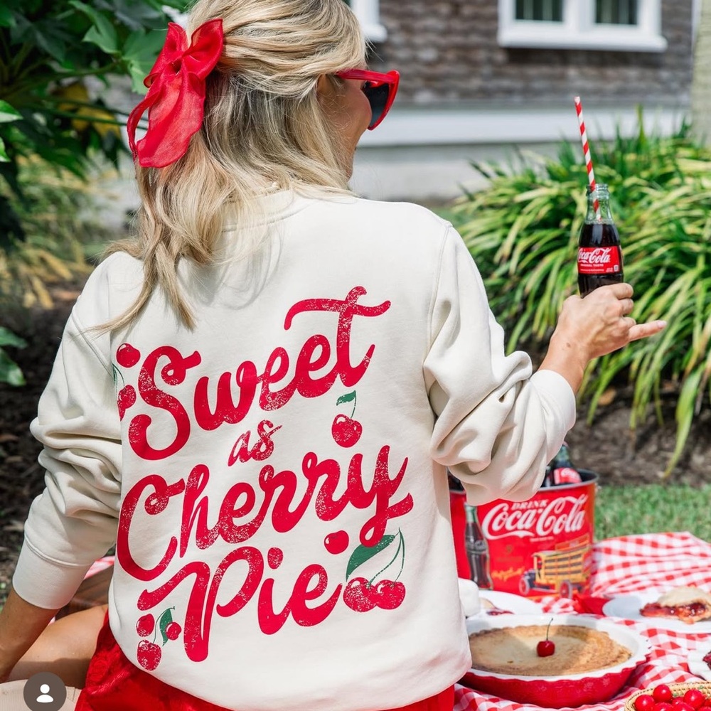 Sweet as Cherry Pie Cream Sweatshirt